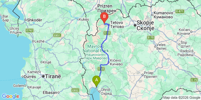 Map: Ohrid Airport (OHD) to Popova Šapka