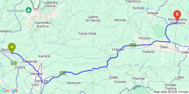 Map: Ljubljana Airport (LJU) to Dobrna