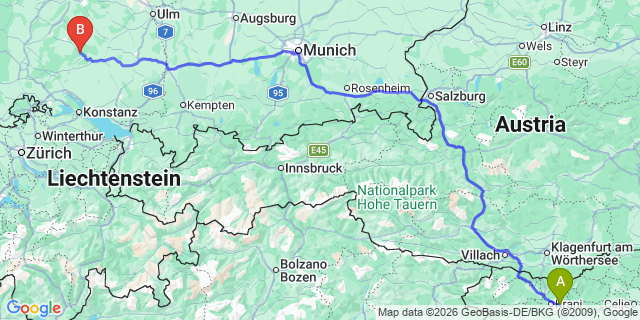 Map: Ljubljana Airport (LJU) to Milan (all areas)