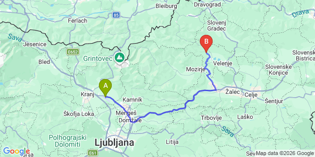 Map: Ljubljana Airport (LJU) to Topolsica
