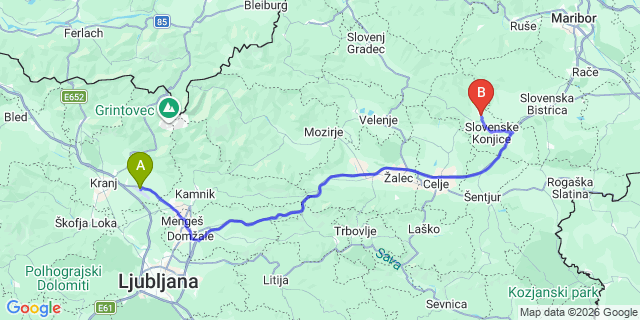 Map: Ljubljana Airport (LJU) to Zrece