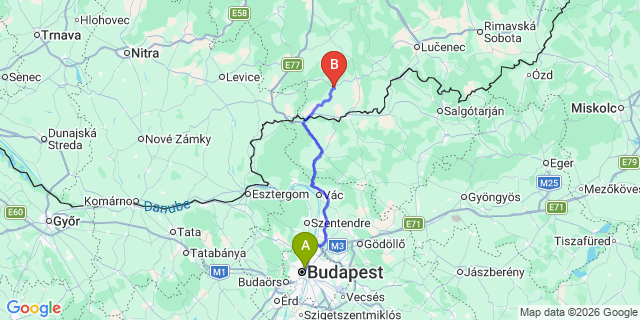 Map: Budapest Nyugati Train Station to Gyál