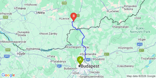 Map: Budapest Nyugati Train Station to Törökbálint