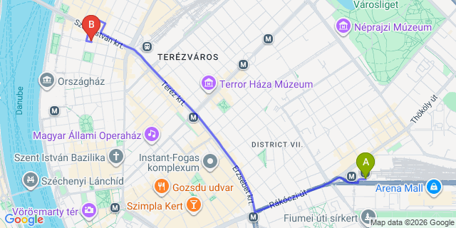 Map: Budapest Keleti Train Station to Budakalász