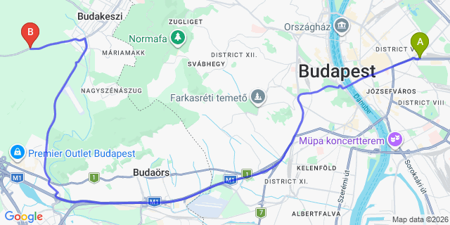Map: Budapest Keleti Train Station to Kemence