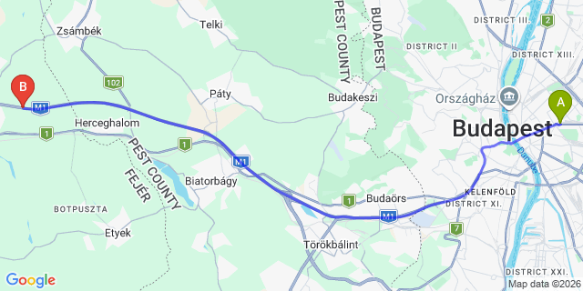 Map: Budapest Keleti Train Station to Mohács