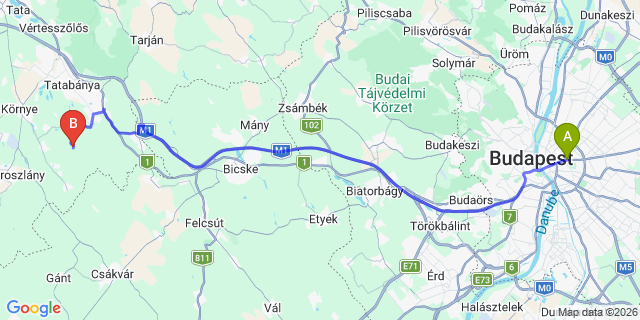 Map: Budapest Keleti Train Station to Nagyharsány