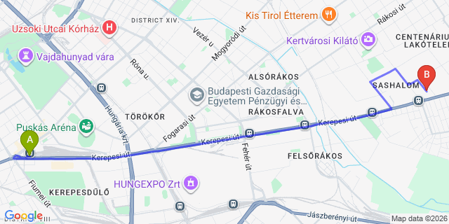 Map: Budapest Keleti Train Station to Sződ