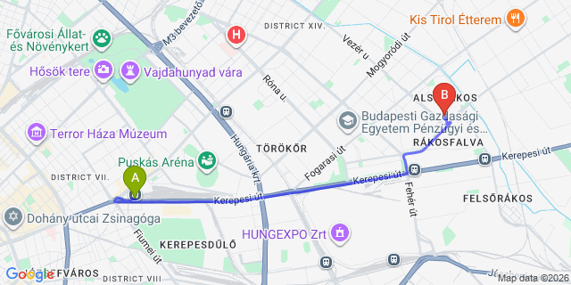 Map: Sződliget to Budapest Keleti Train Station