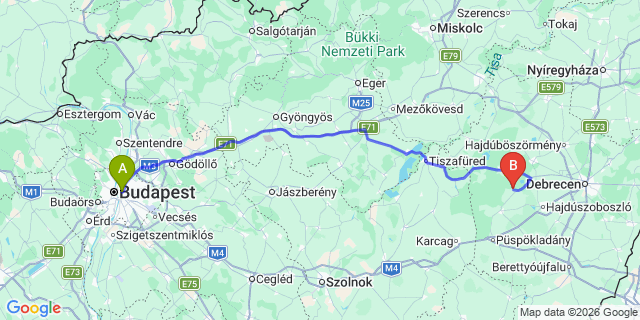 Map: Budapest Keleti Train Station to Timisoara