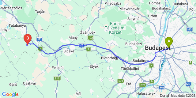 Map: Budapest Keleti Train Station to Villány