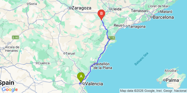 Map: Valencia Airport (VLC) to Alcossebre
