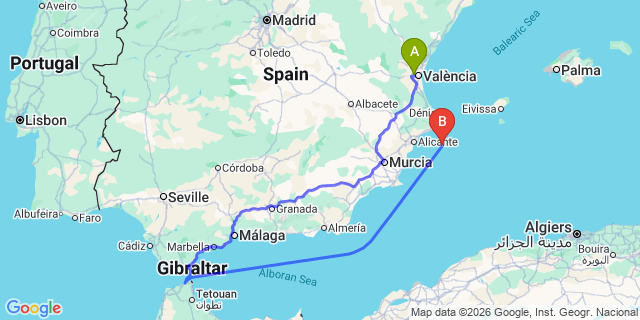 Map: Valencia Airport (VLC) to Moraira