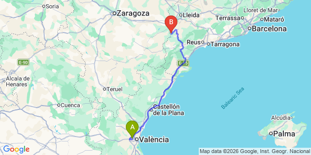 Map: Valencia Airport (VLC) to Peniscola