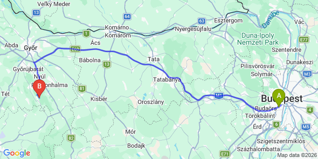 Map: Budapest Kelenföld Train Station to Balatonlelle