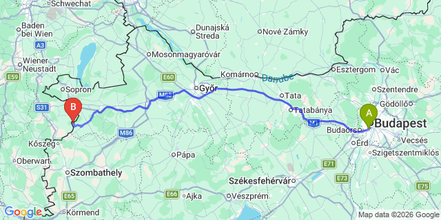 Map: Budapest Kelenföld Train Station to Balf