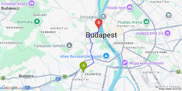 Map: Budapest Kelenföld Train Station to Budapest city (all areas)