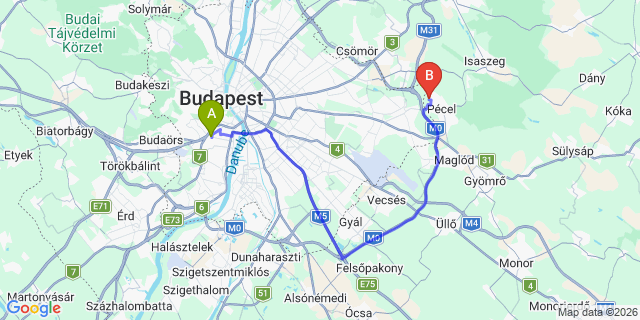 Map: Budapest Kelenföld Train Station to Ecser
