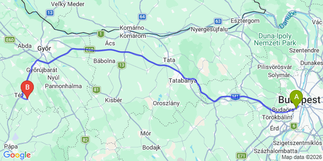 Map: Budapest Kelenföld Train Station to Fonyód