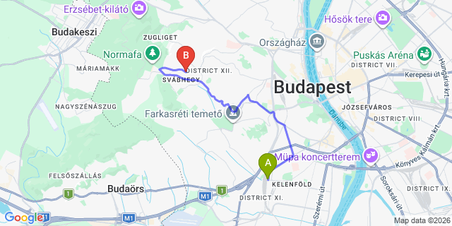 Map: Budapest Kelenföld Train Station to Halásztelek