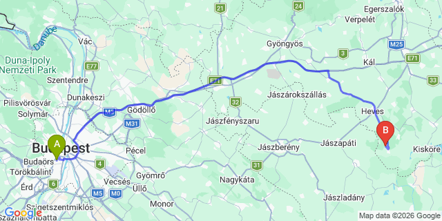 Map: Budapest Kelenföld Train Station to Hódmezővásárhely