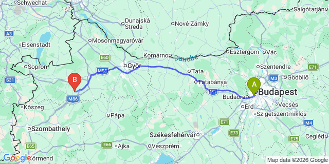Map: Budapest Kelenföld Train Station to Kehida