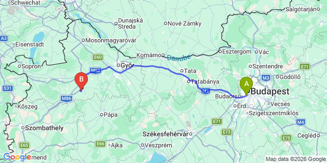 Map: Budapest Kelenföld Train Station to Keszthely