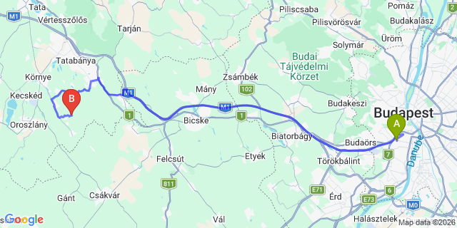 Map: Budapest Kelenföld Train Station to Nagyharsány