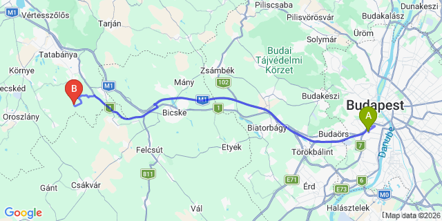 Map: Budapest Kelenföld Train Station to Ozora Festival