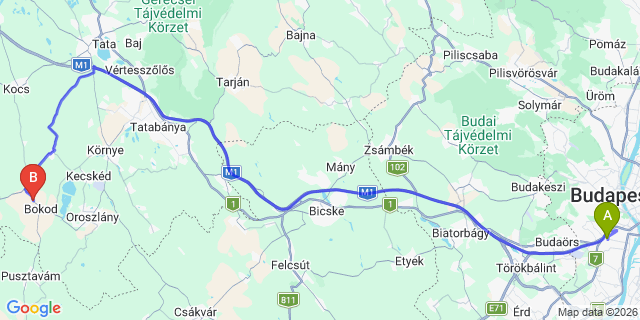 Map: Budapest Kelenföld Train Station to Pécs