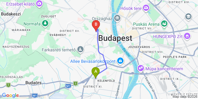 Map: Budapest Kelenföld Train Station to Pomáz