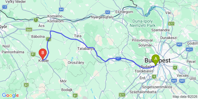 Map: Budapest Kelenföld Train Station to Samsara Festival