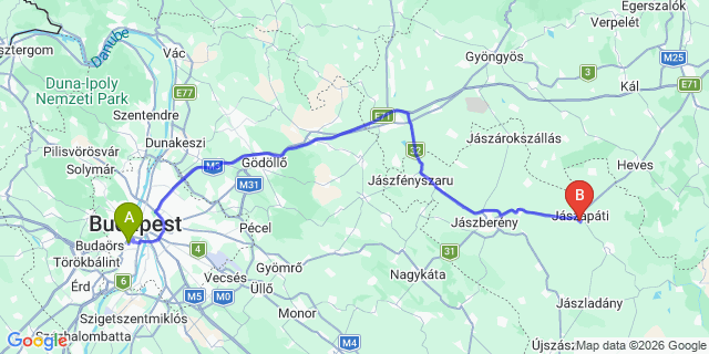 Map: Budapest Kelenföld Train Station to Szeged