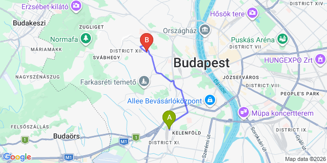 Map: Budapest Kelenföld Train Station to Szigethalom
