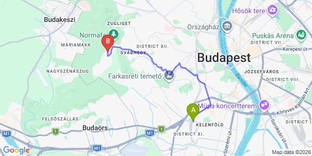 Map: Budapest Kelenföld Train Station to Szigetszentmárton