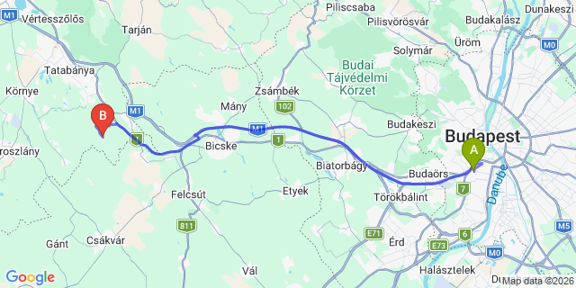 Map: Budapest Kelenföld Train Station to Villány