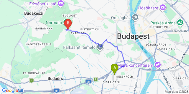 Map: Budapest Kelenföld Train Station to Visegrád