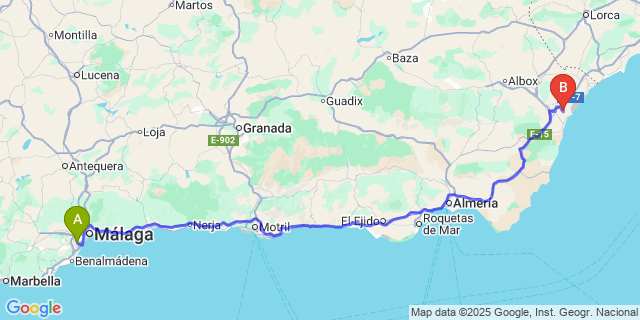 Map: Malaga Airport (AGP), Marbella to Desert Springs Golf Resort
