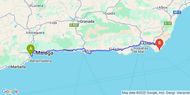 Map: Malaga Airport (AGP), Marbella to San José