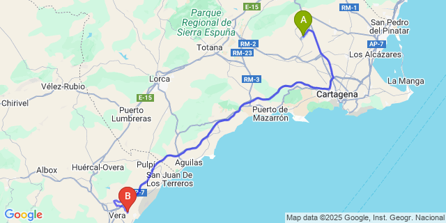 Map: Murcia Airport (RMU) to Desert Springs Golf Resort