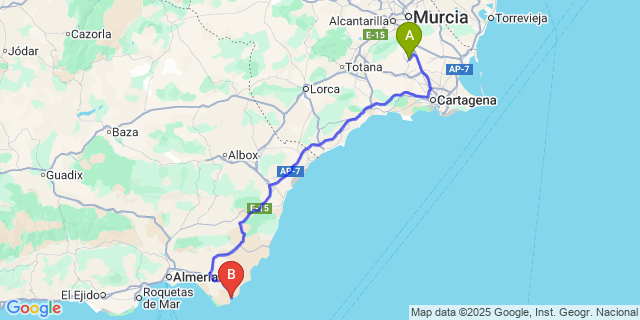 Map: Murcia Airport (RMU) to San José