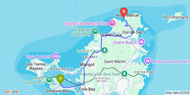 Map: Sint Maarten Airport (SXM) to Anse Marcel