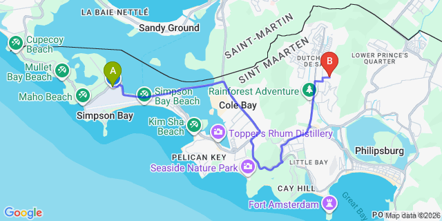 Map: Sint Maarten Airport (SXM) to Betty’s Estate