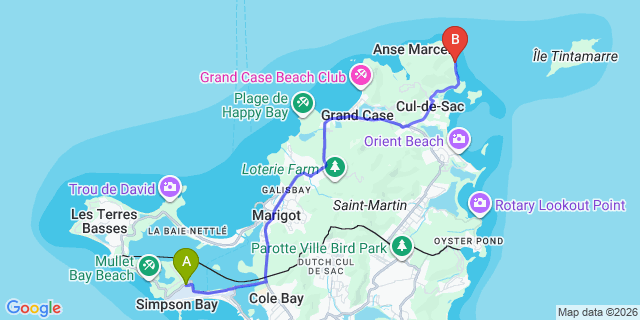 Map: Sint Maarten Airport (SXM) to Grandes Cayes