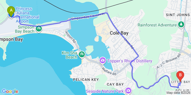 Map: Sint Maarten Airport (SXM) to Little Bay