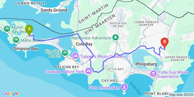 Map: Sint Maarten Airport (SXM) to Sucker Garden