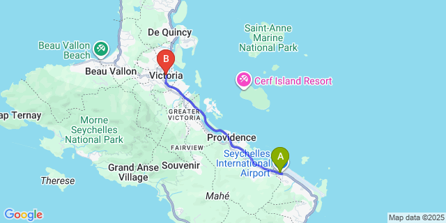 Map: Seychelles Airport (SEZ) to Victoria
