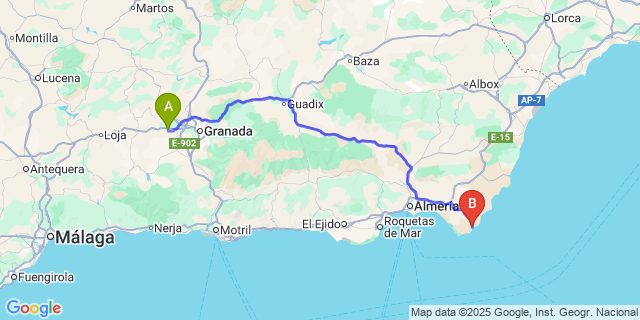 Map: Granada Airport (GRX) to San José