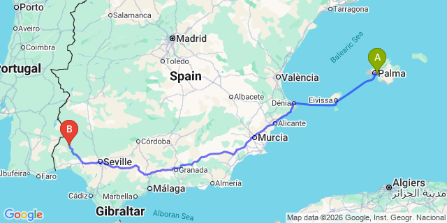 Map: Palma de Mallorca Airport (PMI) to Santo Telmo