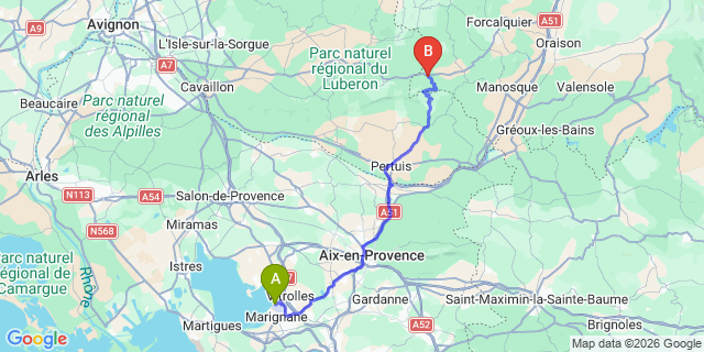 Map: Marseille Airport (MRS) to Cereste